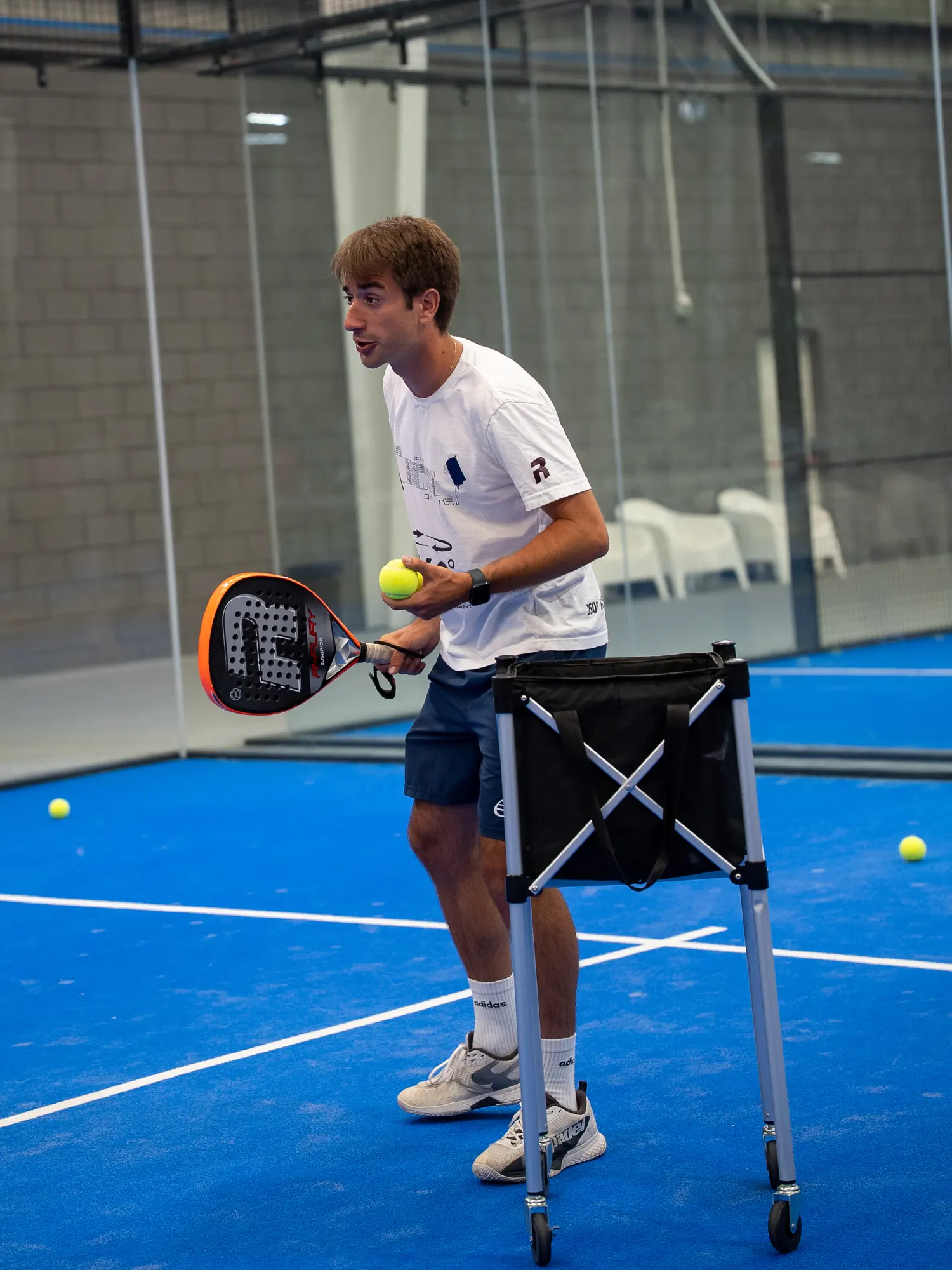 Hitting drill with the ball cart